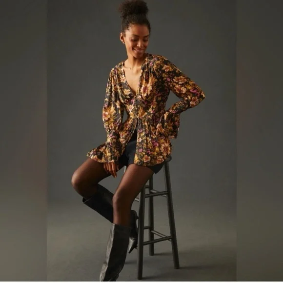 Anthropologie - Deep V Tunic - Size SX - Picture 2 of 8